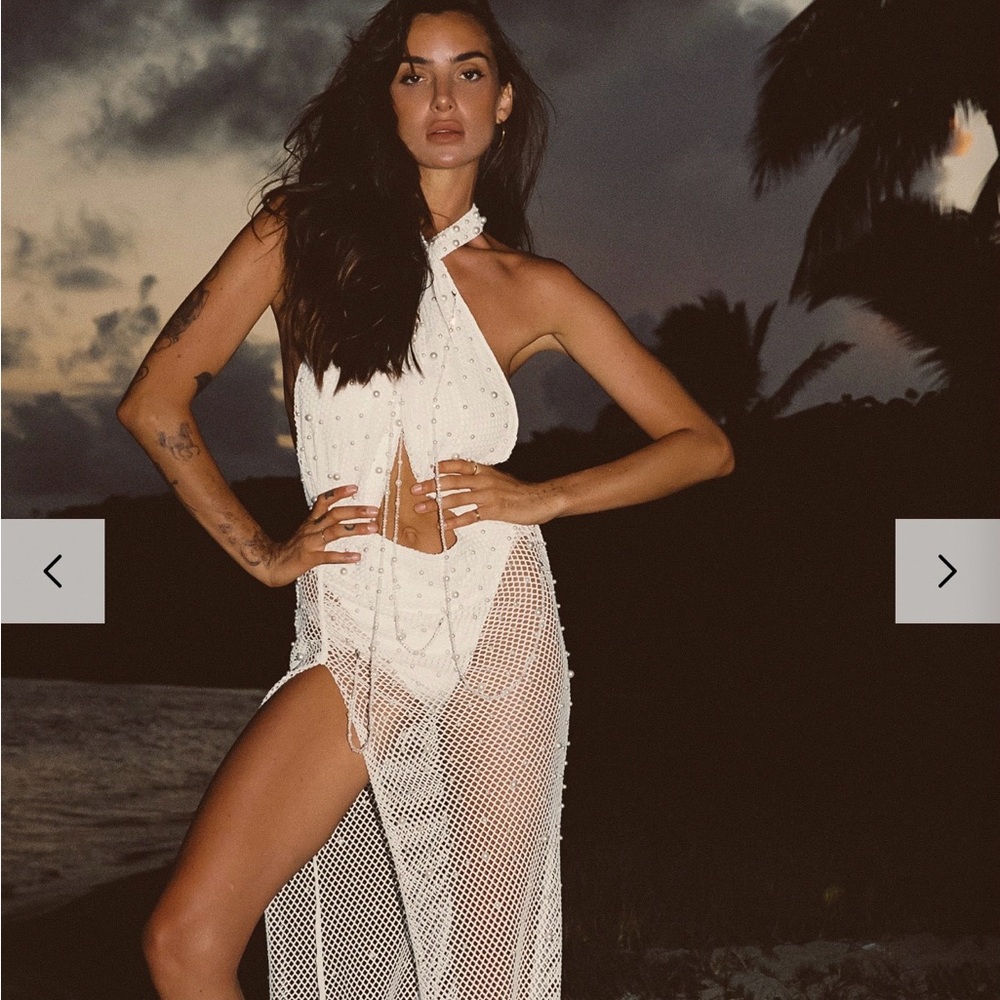 12th Tribe White Crochet Maxi Dress